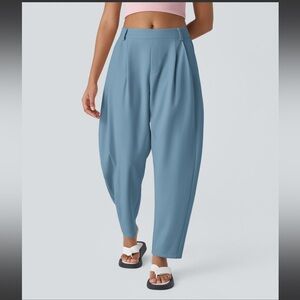 HALARA Blue High-Rise Draped Trousers
